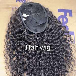 Perruques bandeau en cheveux humains 100% naturels, bouclés indiens birmanes et bruts brésiliens, sans partie à laisser dehors, <span class=keywords><strong>perruque</strong></span> en U sans colle, <span class=keywords><strong>perruque</strong></span> mi-tête lisse à retourner - Product Image 5