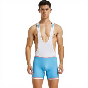 Men's Underwear Wrestling Singlet One Piece Training Vest Bodybuilding Jumpsuit Sports Gym Fitness and Weightlifting - Product Image 1