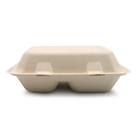 LuzhouPack 900ml 9 "2 Compartiment Étanche Eco Bagasse Biodégradable À Emporter Conteneur Fast Food Emballage Boîtes En Papier Dispos