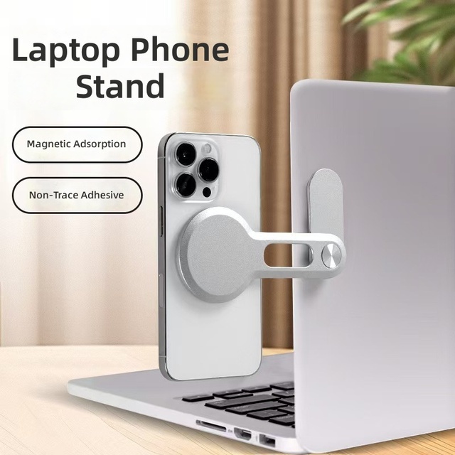 360 Rotation Foldable Adjustable Magnetic Aluminum Alloy Phone Monitor Holder Strong Grip Flexible Side Mount for Laptop