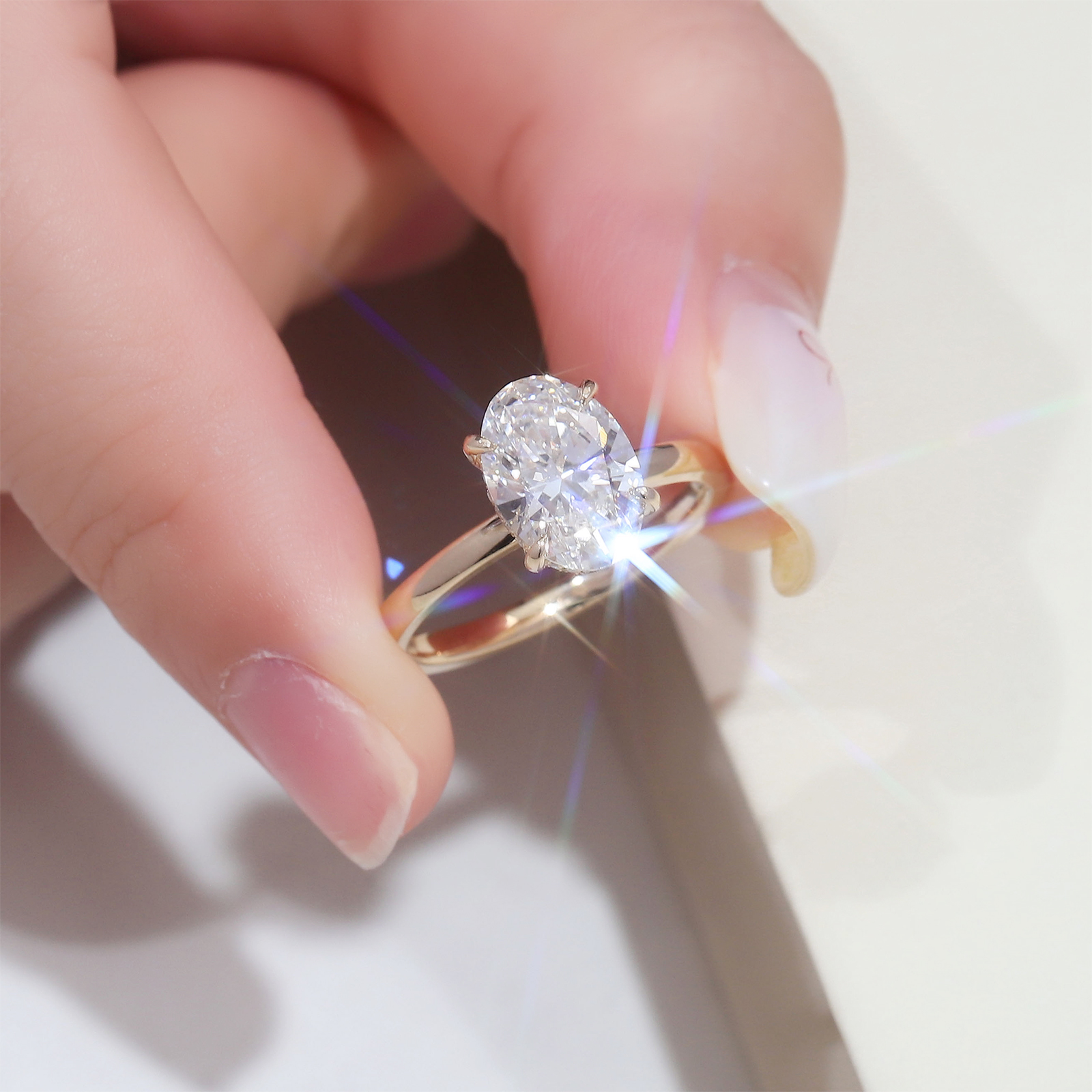 925 silver gold plated lab diamond ring