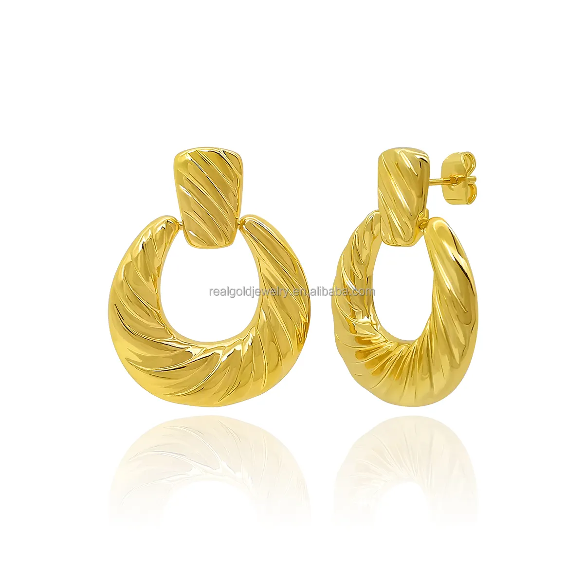 Big Size Brass Hoop Earrings Plain Simple Design Gold Color Plated Brass Earring Hot Sale Brass Jewelry For Woman Wholesale