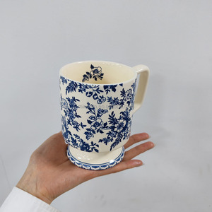380ml Hochwertige Keramiktasse mit Fuß, Blau-Weiße Luxuriöse Retro-Kaffeetasse mit Großer Kapazität, Latte-Tasse, Kaffeehaus-Tasse - Product Image 2