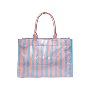 Bolsa de Mano de PVC a Rayas para Mujer con Logotipo Personalizado, Forro de Poliéster, Impermeable, Gran Capacidad, Bolsa de Hombro para Mujer - Product Image 3