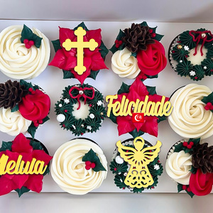Décoration de gâteau en acrylique avec <span class=keywords><strong>croix</strong></span> dorée et bébé pour baptême, décoration de fête, décoration de cupcake - Product Image 1
