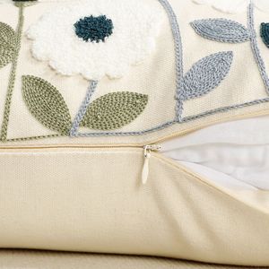 Fundas de Almohada Decorativas Bordadas con Diseño Floral, 18x18, Funda de Cojín de Lona de Polialgodón Premium con Diseño de Jardín Botánico - Product Image 6