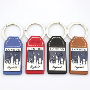 Personalized Logo London City Souvenir Key Chain Luxury Leather Custom Keychain