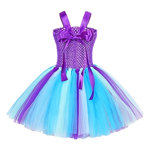 Top Seller <strong>Girls</strong> Little <strong>Mermaid</strong> Tutu Dress Birthday Princess Costume Theme Party With Headband Sleeveless Tulle Kids OEM - Product Image 3