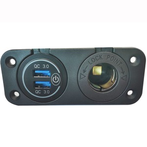 <span class=keywords><strong>Prise</strong></span> de courant USB double 2.1A pour voiture, chargeur étanche 12V avec éclairage LED bleu, tension 12-24V pour véhicules, camping-cars, bateaux - Product Image 5