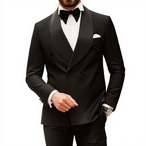 <strong>Men</strong> Double Breasted Breathable Flat Front Business <strong>Wedding</strong> Tuxedo <strong>Suit</strong> <strong>for</strong> Prom with Button Fly Jacket and Pants - Product Image 3
