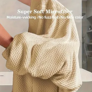 Serviette de cheveux en microfibre tricotée unie, grande taille, absorbante, avec sangle élastique, douce et à séchage rapide - Product Image 4