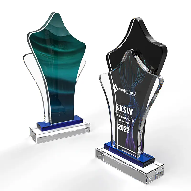 Nieuwe Op Maat Gemaakte Grote Glazen Kristallen Trofee Plaquette Plaat Award Voetstuk Voetbal Blank Kristal Awards Trofee Voor Afstudeersouvenirs