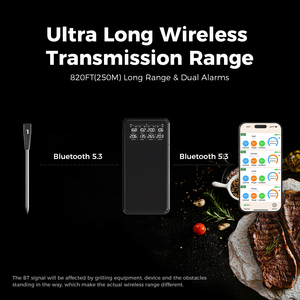 Thermomètres numériques <span class=keywords><strong>sans</strong></span> <span class=keywords><strong>fil</strong></span> intelligents rechargeables 820FT avec 4 sondes et graphiques pour cuisine, barbecue, four, fumoir, rôtissoire - Product Image 6