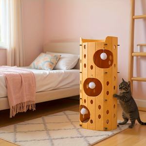 Tour à chat en laine à plusieurs niveaux, lit pour chat, grotte, abri modulaire détachable et personnalisable pour chats d'intérieur, boîte écologique - Product Image 5