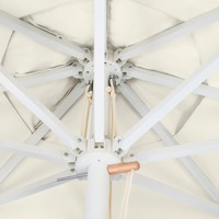 Parasol de jardin vintage personnalisé à rayures larges UPF50+ avec poteau central en aluminium à roulettes, idéal pour table de luxe ou piscine