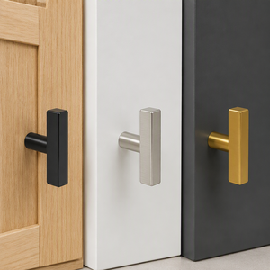 Modern T-type Square Cabinet <strong>Door</strong> <strong>Knob</strong> Stainless Steel Pull Handle, Smooth Touch Furniture <strong>Knobs</strong> for Wardrobe Cupboard - Product Image 2