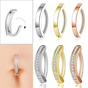 Sliver Plate Navel Piercing Simple Belly Ring Gold Color Belly Button Piercing Jewelry Women Body Piercing Navel Care Ring