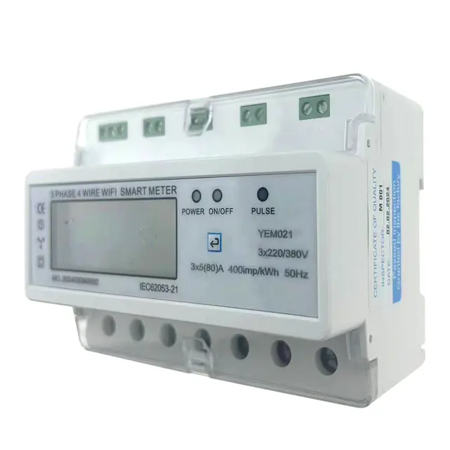 Three Phase Four Wire 7P WIFI Din Rail Smart Energy Meter With Relay Can Use APP For Remote Reading And Control