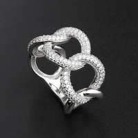 Grand anneau de boucle de chaîne cercle en argent Sterling 925 diamant plaqué or charme ovale mode luxe personnalisé femmes bague en zircone