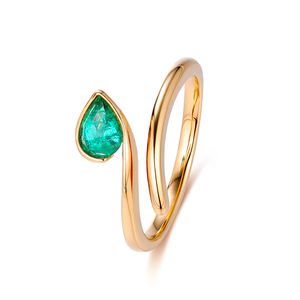 Bagues chrétiennes personnalisées de luxe en or rose massif 18 carats avec émeraude taille poire, idéales pour les fêtes, mariages et cadeaux d'anniversaire – Nouveauté très prisée - Product Image 1