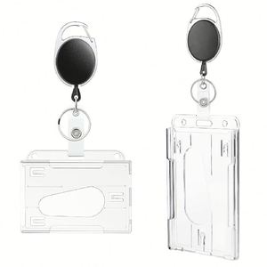 X57 - Porta Tarjetas de Identificación Retráctil de Doble Uso, Porta Credenciales Ovalado de Plástico, Horizontal y Vertical, en Oferta - Product Image 1