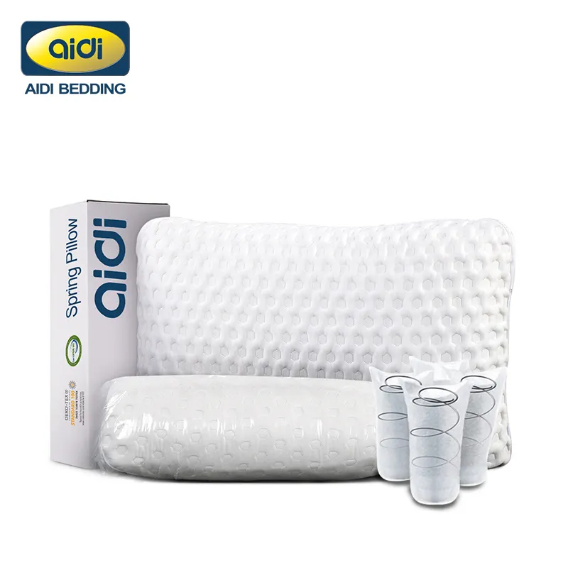AIDI MS-P001 Hilton Roll Up Comfort Sleeping Breathable Soft And Medium Cooling Fabric Gel Memory Foam Spring Pillow In A Box