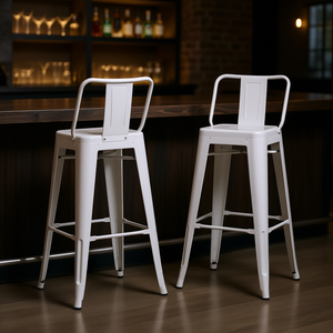 Ensemble de 2 tabourets de bar en métal blanc Rayne, 30 pouces, meubles de bar modernes et industriels pour la maison - Product Image 2