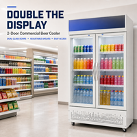 Kulkas Minuman Komersial Pintu Kaca, Pendingin Minuman Tegak, Lemari Pendingin Display untuk Bar, Hotel, Restoran, Supermarket