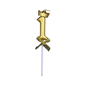 Gold Number Candle With Crown Birthday Cake Decoration For Birthday Party - Product Image 5