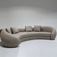 Canapé de salon Runwood, nouveau style, design simple, forme spéciale semi-circulaire, en tissu velours d'agneau, garnissage en éponge