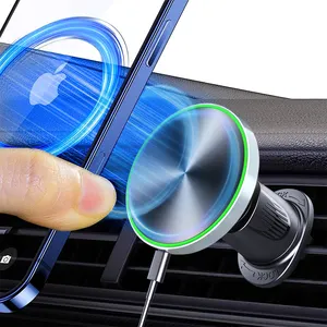 Newest Aluminum Wireless Charger For Car 15W Magnetic Car Mount Magnetic Mobile Phone Holder Car Phone Holder