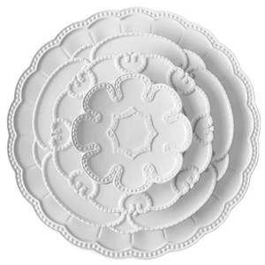 Design criativo Flor Branca Cerâmica Em Relevo Dinner Plate Set Criativo Asse Pratos para Household & Wedding Carregador Louça - Product Image 1