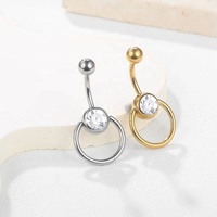 Vente en gros de piercing de nombril personnalisé pour mariage et enfant, en titane G23, avec zircon en forme de boule, sertissage double clos, zircon délicat