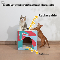 Maison cube griffoir pour chat de luxe double couche 36 cm, en carton écologique, avec coussinets remplaçables, en pâte de première qualité certifiée FDA, motif crocodile