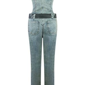 Combinaisons en jean pour femmes les plus vendues, extensibles, avec poches, patchwork, style décontracté streetwear, combinaisons cargo en jean une pièce - Product Image 3