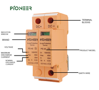 Dispositif de protection contre les surtensions approuvé CE 2P DC 1000V PV parasurtenseurs SPD 20-40kA DC 1000V Thunder Protect
