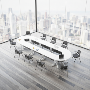 Meubles de bureau, table de conférence réglable, table de <span class=keywords><strong>réunion</strong></span> pliable, bureau de formation, table d'ordinateur ovale pliable - Product Image 2