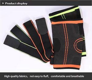 両側ストラップ付き圧縮膝ブレースを編むネオプレン弾性包帯膝パッド - Product Image 5