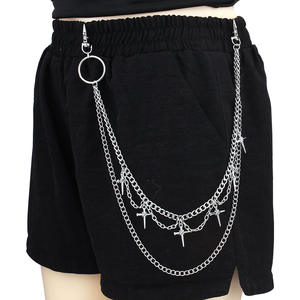 Hip Hop Punk Metal Double Layer <b>Cross</b> Waist <b>Chain</b> For Casual Pants Fashion Body <b>Chain</b> - Product Image 2