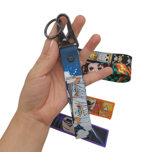 Bunte gewebte Patches Sublimation Gurtband Karabiner Anime Schlüssel anhänger Schlüssel riemen Anime Karabiner <span class=keywords><strong>Lanyard</strong></span> Schlüssel anhänger Schlüssel anhänger - Product Image 3