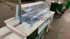 Chariot de pousse-pousse personnalisé pour la crème glacée, la restauration rapide, le snack, la remorque à main mobile avec congélateur et auvent, le transport spécial - Product Image 5