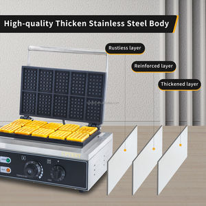 <span class=keywords><strong>Gaufrier</strong></span> Rectangulaire Commercial en Acier Inoxydable pour 10 Gaufres Belges, Machine Industrielle Antiadhésive 110/220V avec Contrôle de Température et Minuterie pour Snacks - Product Image 6