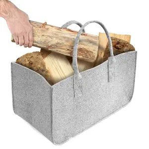 Hot Sale Household Items Firewood Basket Firewood Foldable Fireplace Basket Felt Bag with Handle