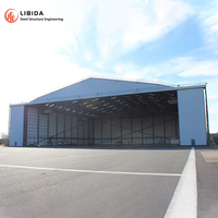 Hangar de avión con marco de acero ligero prefabricado moderno, hangar de acero, sala de almacenamiento, diseño de edificio