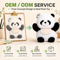 Jouets en peluche panda noir et blanc uniques, cousus à la main, personnalisation OEM basée sur vos designs, rembourrés de tissu doux.