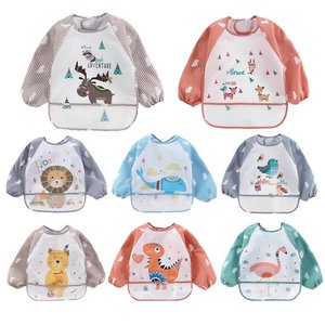 Babero Impermeable de Manga Larga para Bebé con Bolsillo Grande para Proteger la Ropa, Baberos de Alimentación para Bebés de 6 Meses a 3 Años - Product Image 1