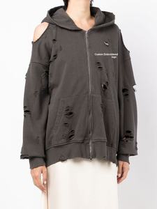 Vente en gros de sweats à capuche vintage 100% coton de qualité supérieure brodés et cousus sweat à capuche imprimé surdimensionné - Product Image 2