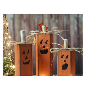Halloween Decor Hand Painted Rustic Primitive <strong>Wooden</strong> <strong>Pumpkins</strong> - Product Image 1