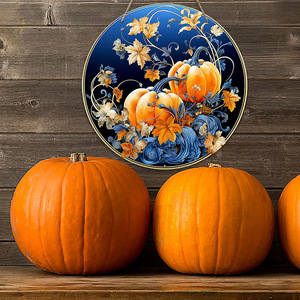 Decoración de pared de madera estilo rústico con calabaza, espantapájaros y hojas de arce para el festival de la cosecha de otoño, en stock. - Product Image 1