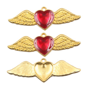 CZ8793 Saint Valentin plaqué or 18 carats émail rouge gonflé coeur flamboyant Milagro <span class=keywords><strong>Ex</strong></span> Voto pendentifs à breloque laiton religieux orthodoxe - Product Image 3